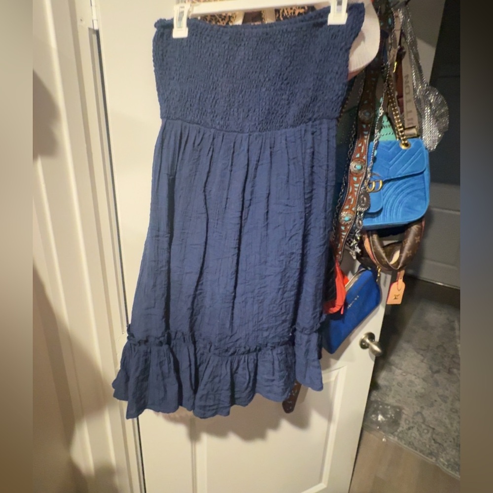 Navy Blue Strapless Dress